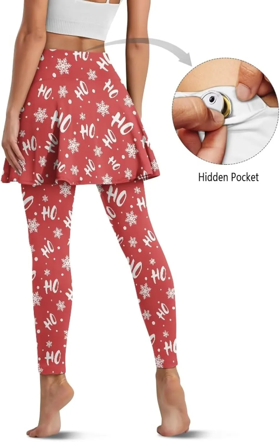 Women Yoga Legging with Skirt High Waisted Slim Full-Length Running Workout Skirted Yoga Pants with Pockets XS-3XL