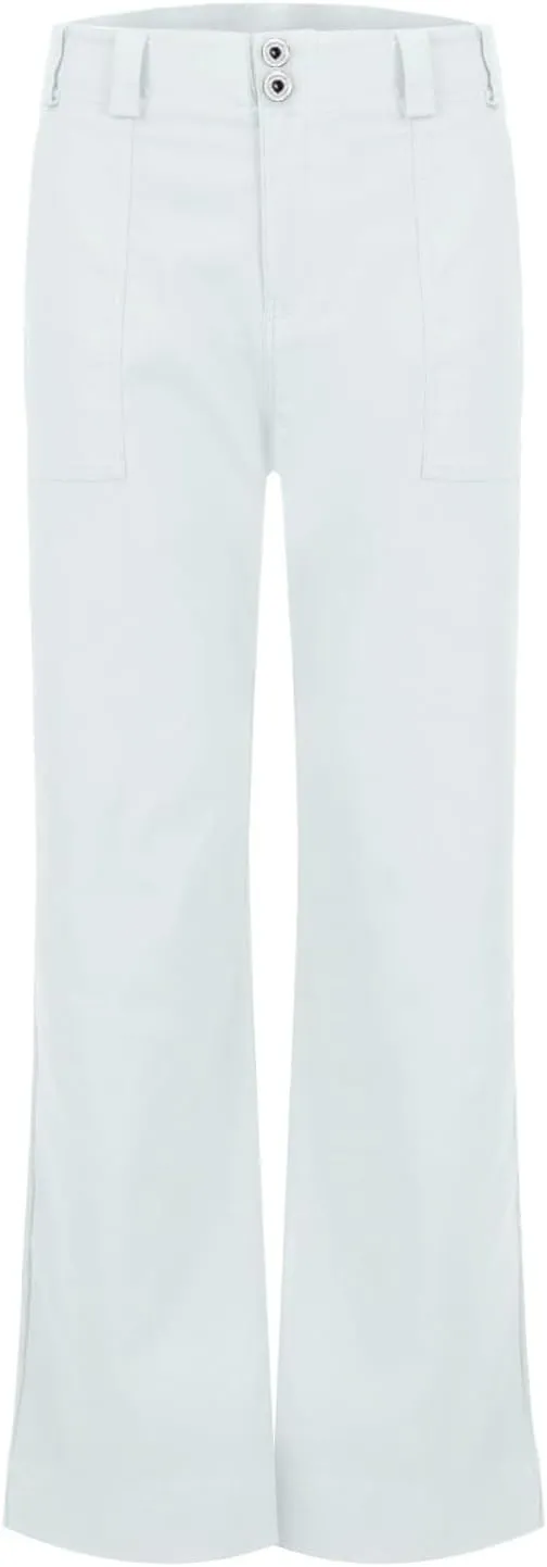 Womens Casual Stretch Twill Pants Classic Straight Fit Chino Pant High Waisted Work Outdoor Flare Pants with Pockets