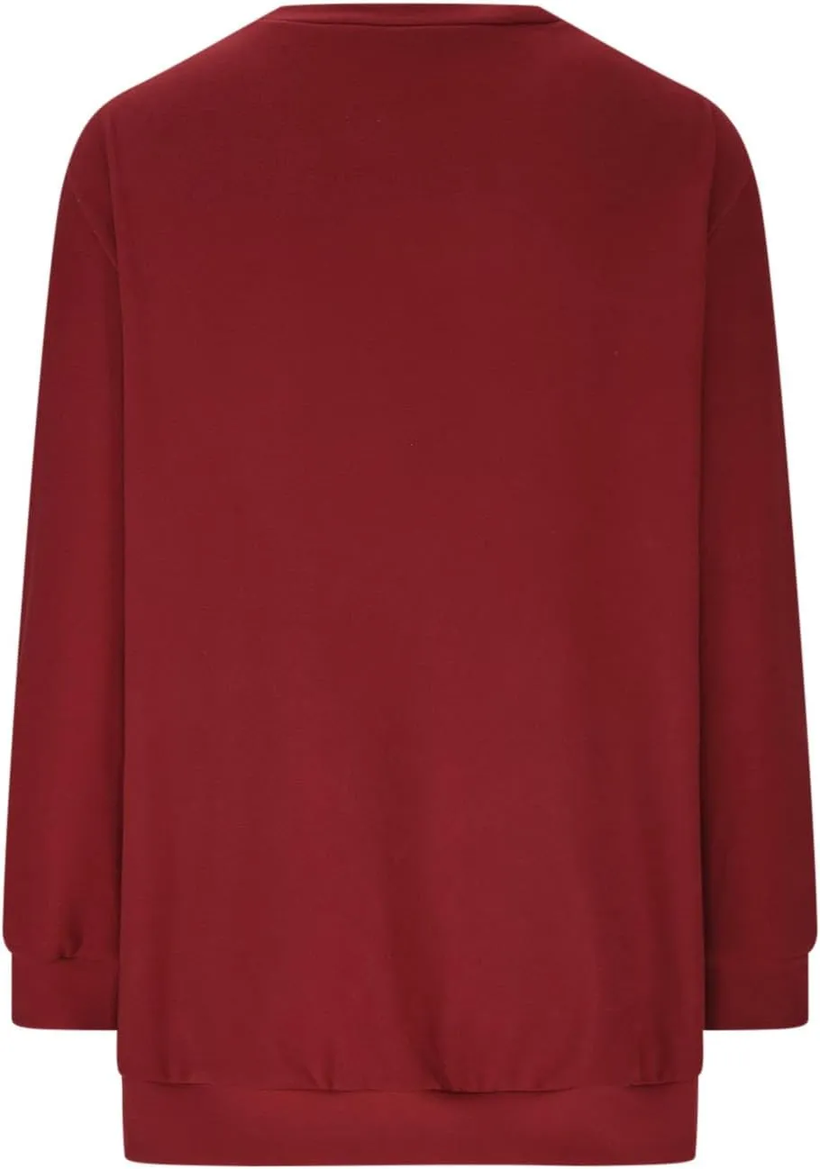 Womens Oversized Crewneck Sweatshirt Pleated Long Sleeve Tunic Tops Loose Fit Pullover Top Fall Clothes with Pockets