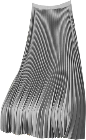 Women's Premium Accordion Pleated Maxi Skirt Flowy Shimmer High Waisted A-line Longline Skirts for Party Evening Dailywear