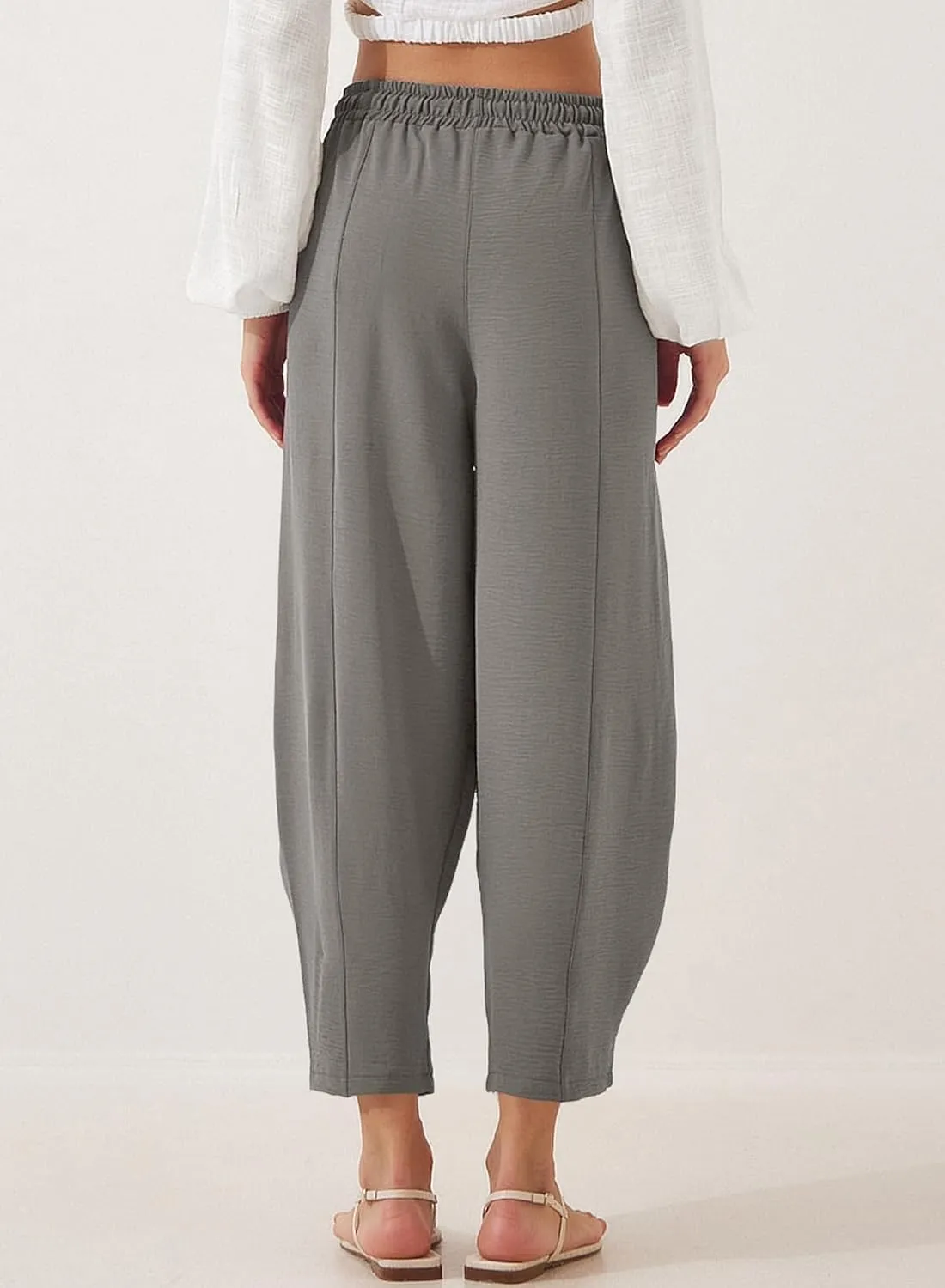 Women's Summer High Waisted Baggy Harem Pants Casual Ankle Length Trouser Slacks with Pockets