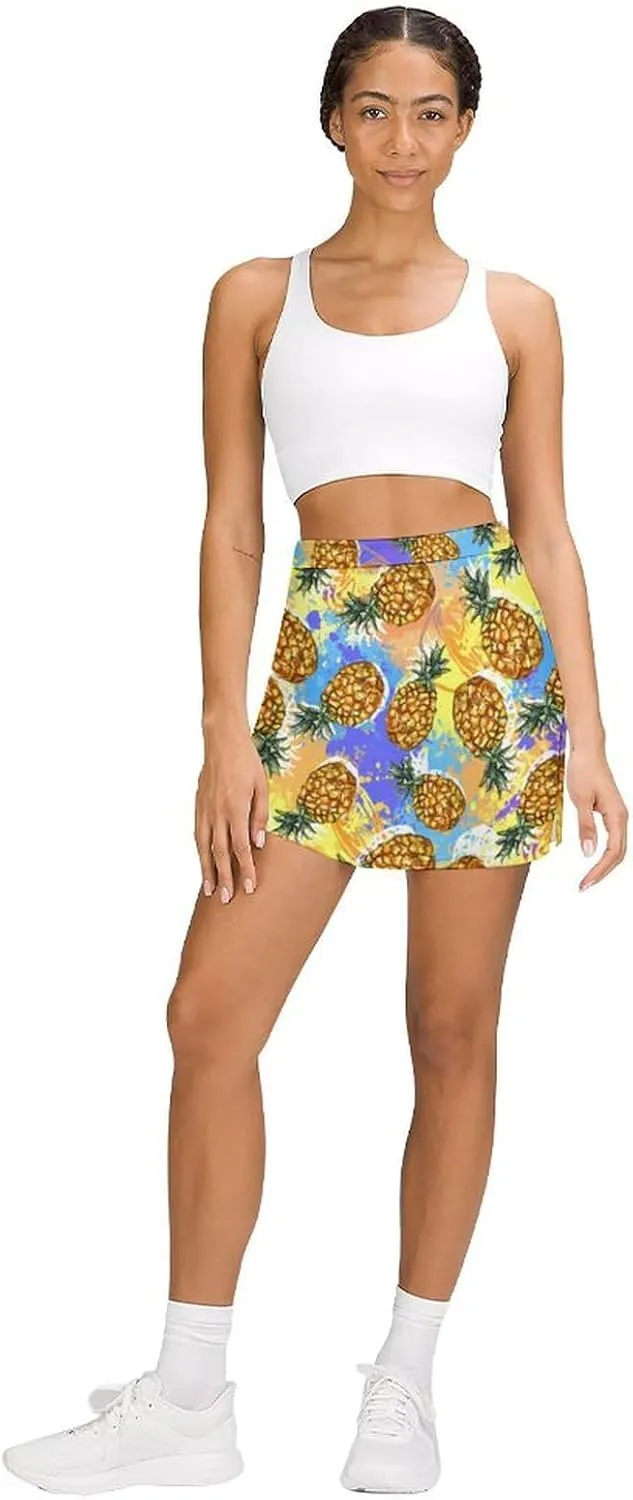 Women's Tennis Skirt Funny Pattern Athletic Golf Skorts for Woman with Pockets Summer Mini Skirts Workout Outfits
