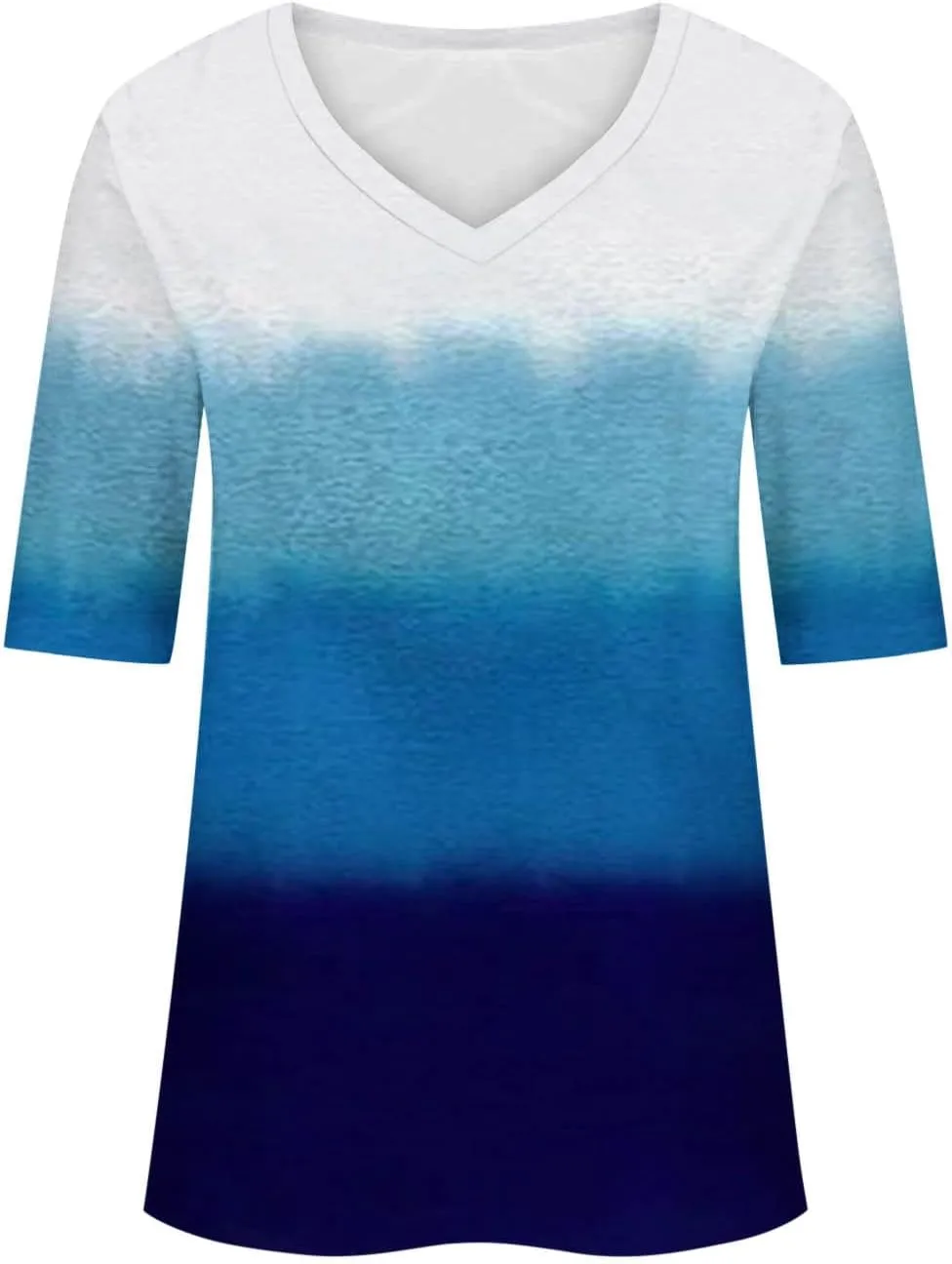 Womens V Neck Gradient Half Sleeve Tops and Blouses Pink and Blue Tie Dyed Shirts 2025 Spring Summer Cute Basic Tees