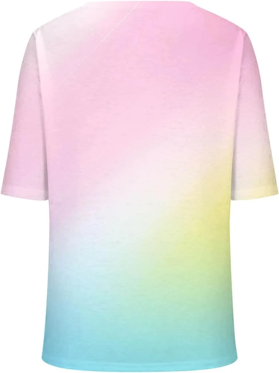 Womens V Neck Gradient Half Sleeve Tops and Blouses Pink and Blue Tie Dyed Shirts 2025 Spring Summer Cute Basic Tees