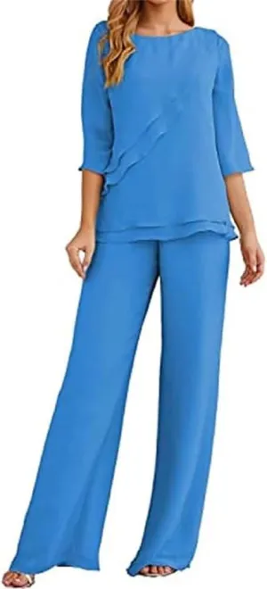 Women's Wedding Pant Suits Elegant Mother of The Bride Pant Suit Chiffon Pants Suits for Women