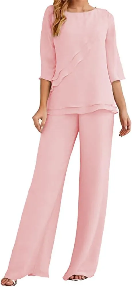 Women's Wedding Pant Suits Elegant Mother of The Bride Pant Suit Chiffon Pants Suits for Women