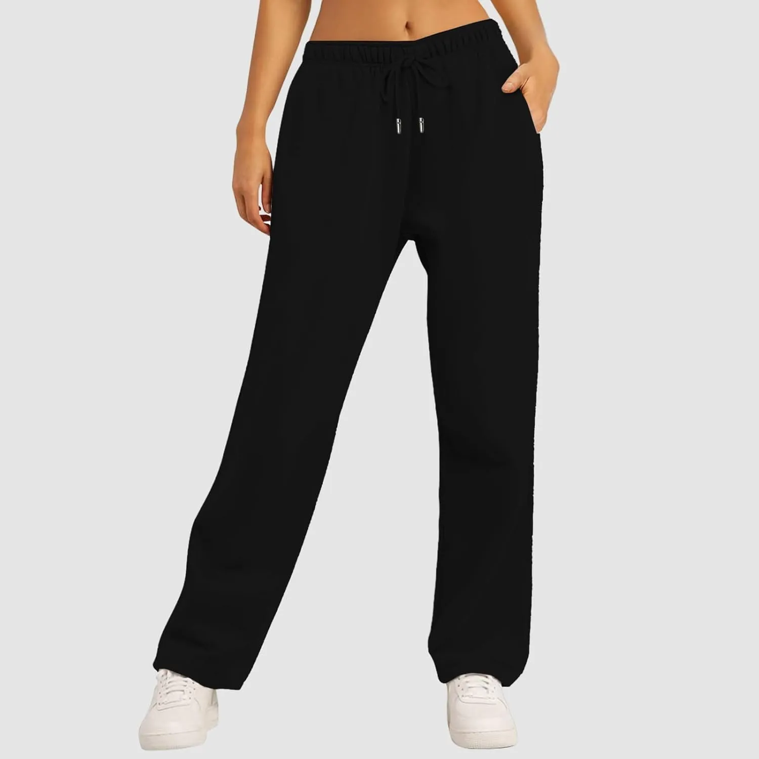 Womens Wide Leg Sweatpants Casual High Waist Baggy Sweatpants Boyfriend Fleece Jogger Pants with Pockets Trousers