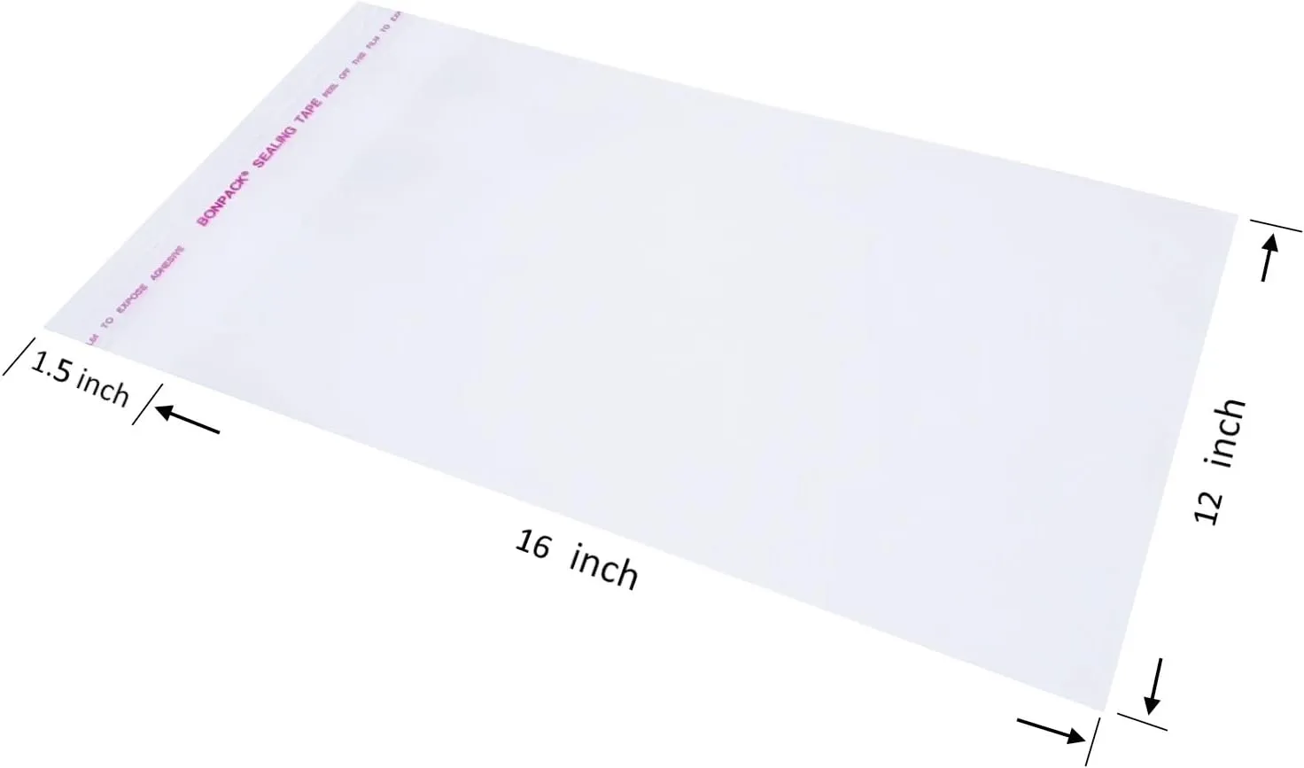 Wowfit 100 Count 12x16 Inch Clear Cellophane Plastic Bags, Resealable Self-Sealing Cello Bags Great for Packaging Clothing, Shirts, Decorative Wrappers, Party Favors, Artwork and More
