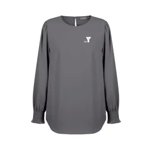 Y Womens Shirred Cuff Soft Top - Charcoal