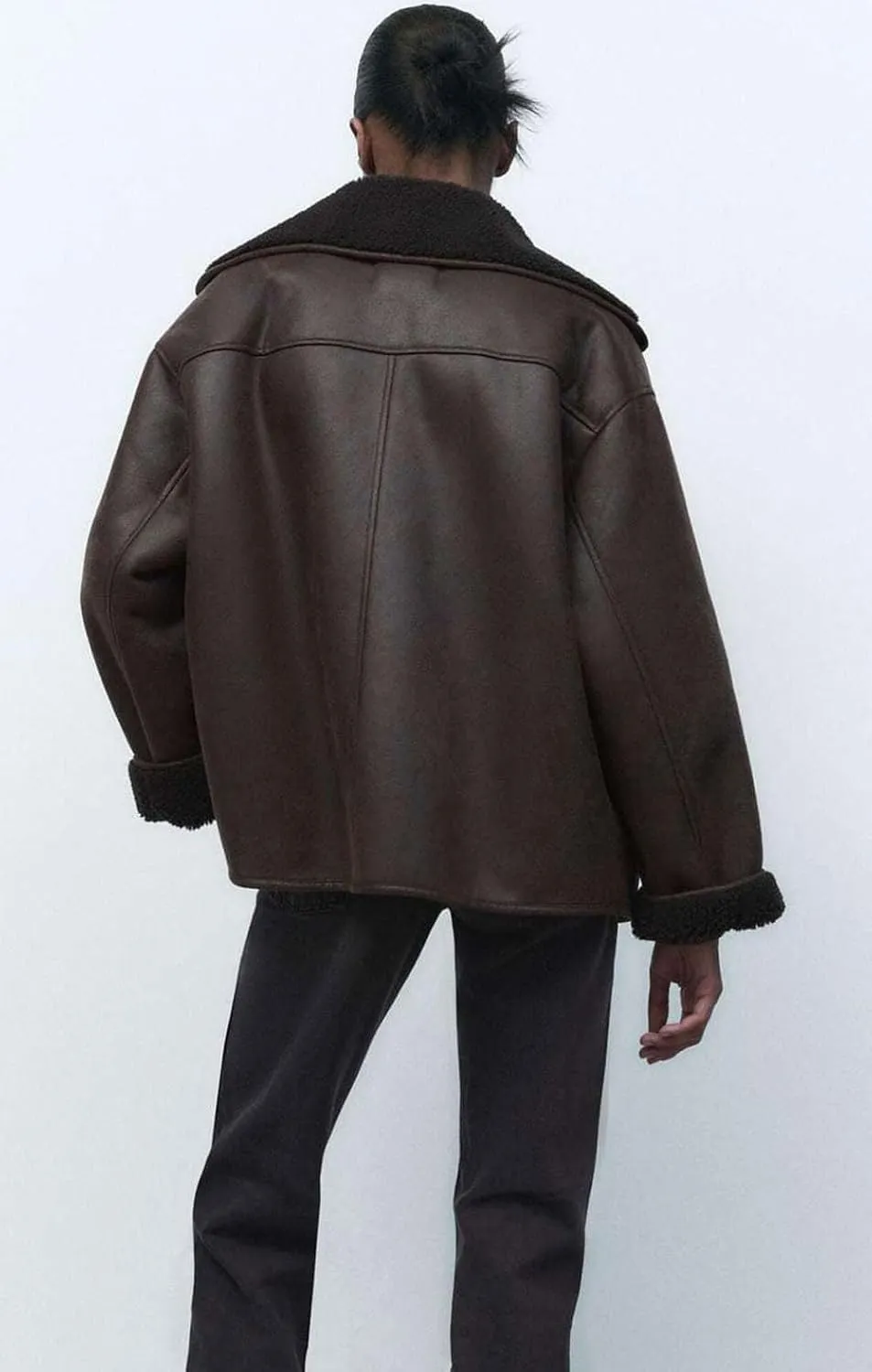 yoeasy Womens Winter Thick Sherpa Lined Faux Suede Jacket Casual Motorcycle Biker Oversized Leather Jacket Coat