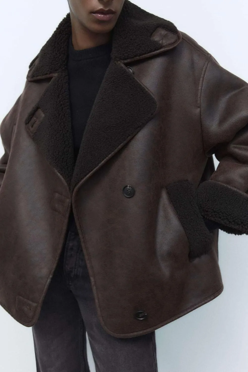 yoeasy Womens Winter Thick Sherpa Lined Faux Suede Jacket Casual Motorcycle Biker Oversized Leather Jacket Coat