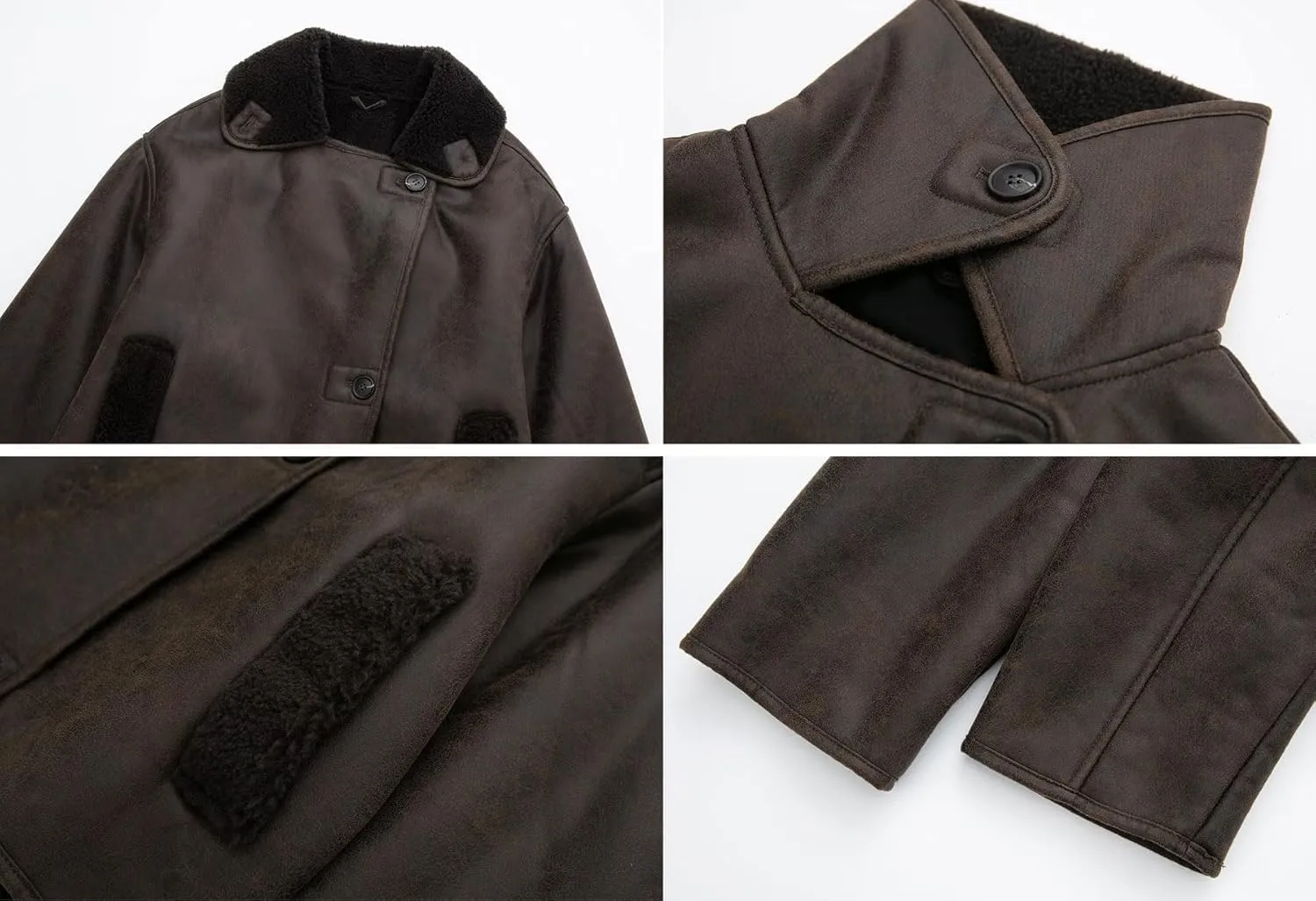 yoeasy Womens Winter Thick Sherpa Lined Faux Suede Jacket Casual Motorcycle Biker Oversized Leather Jacket Coat