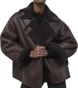 yoeasy Womens Winter Thick Sherpa Lined Faux Suede Jacket Casual Motorcycle Biker Oversized Leather Jacket Coat