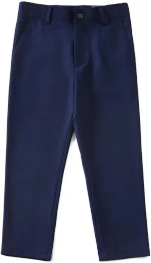 YuanLu Boys Dress Pants for Wedding Toddler Kids School Uniforms Pants with Adjustable Waist Blue Size 2T