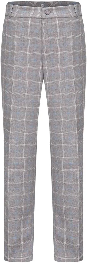 YYNUDA Women's Business Plaid Suit Set Lady 2 Piece 1 Button Office Blazer Jacket and Pants for Work